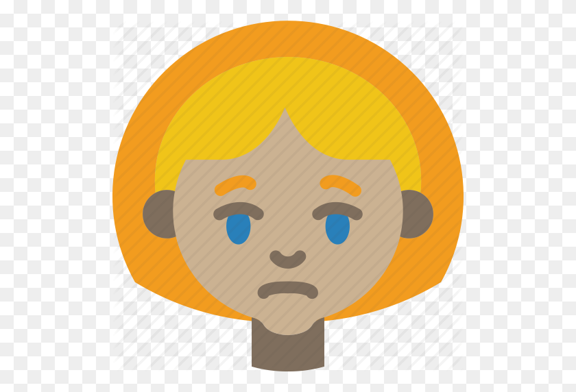 512x512 Аватары, Мультфильм, Emoji, Смайлики, Девушка, Грустный Значок - Sad Emoji Clipart