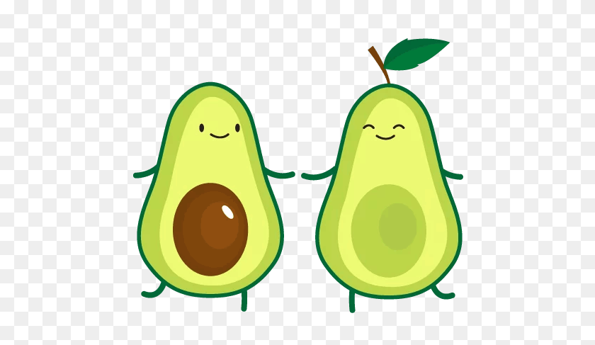 512x427 Avocado Couple Fruit Cartoon Love Cute Green Happyvalen - Avocado Clipart