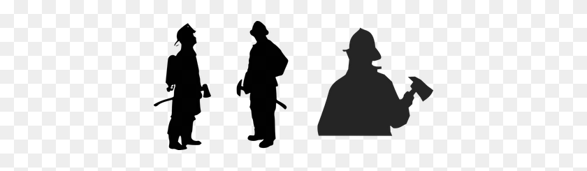 400x185 Awesome Fireman Silhouette Clip Art - Firefighter Clipart Black And White