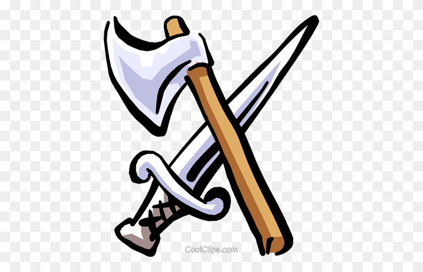 428x480 Axe And Sword Royalty Free Vector Clip Art Illustration - Ankle Clipart