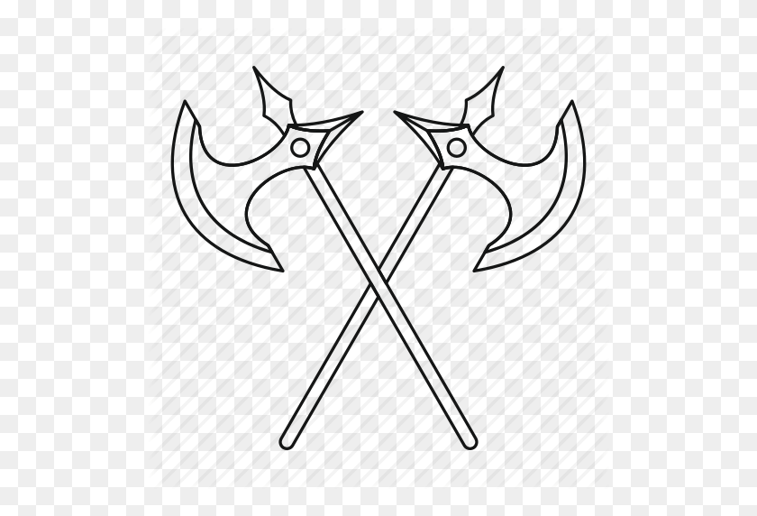 512x512 Axe, Battle, Line, Medieval, Outline, Sharp, Weapon Icon - Medieval Helmet Clipart