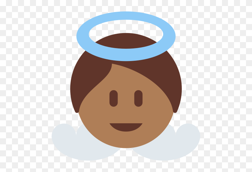 512x512 Baby Angel Emoji With Medium Dark Skin Tone Meaning And Pictures - Angel Emoji PNG