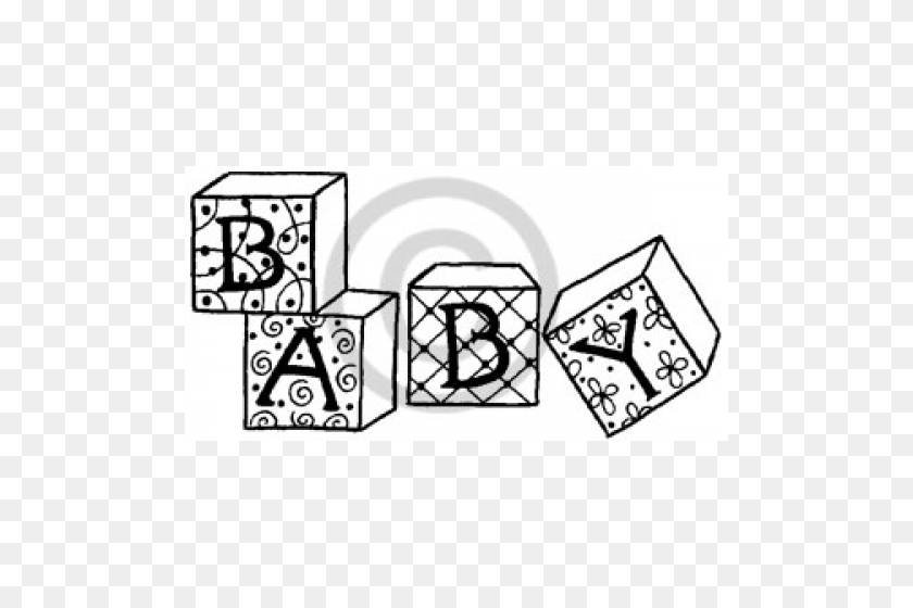 500x500 Baby Blocks Cling Stamp - Baby Blocks Clip Art
