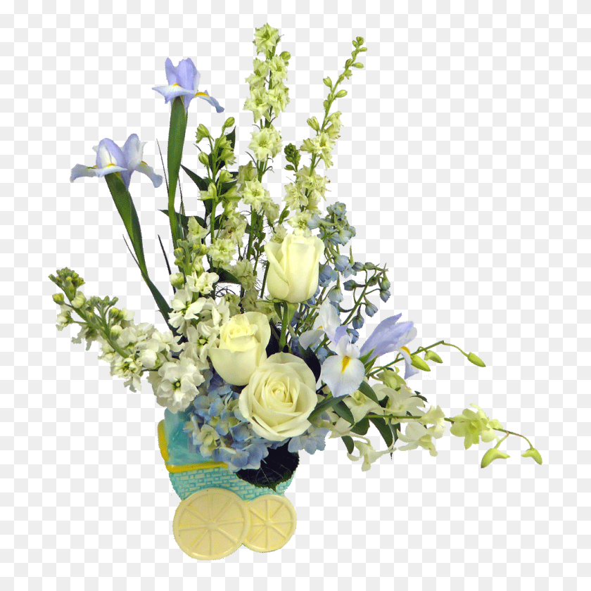 1024x1024 Baby Boy Carriage Bouquet - Babys Breath PNG