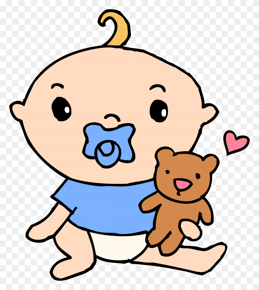 4755x5367 Baby Boy With Pacifier And Teddy - Binky Clip Art