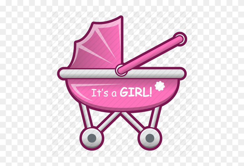 512x512 Baby Carriage Cartoon - Baby Shower Clip Art Girl