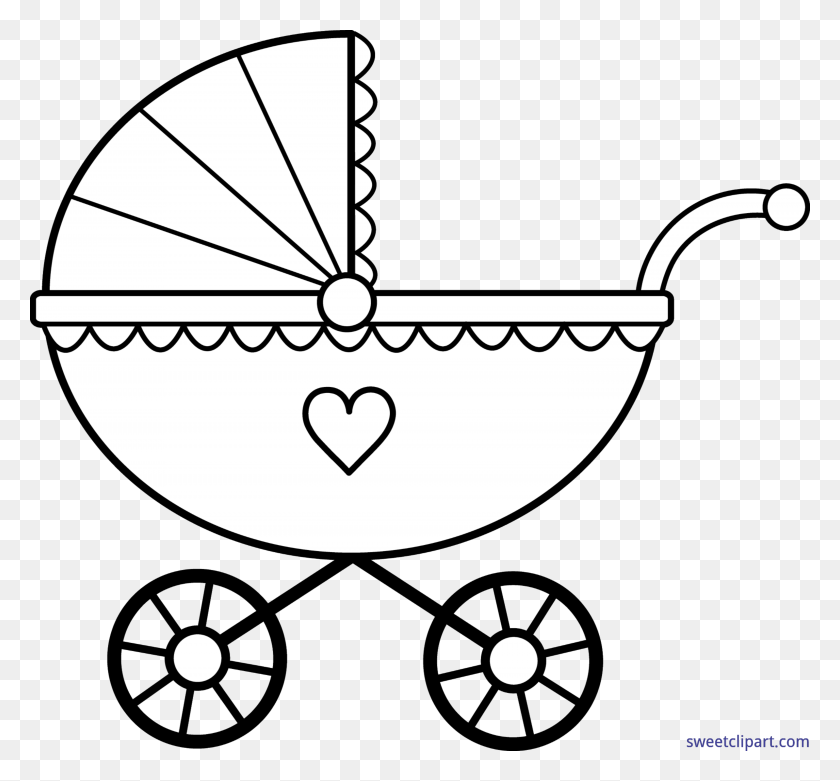5928x5481 Baby Carriage Lineart Clip Art - Needle Clipart Black And White
