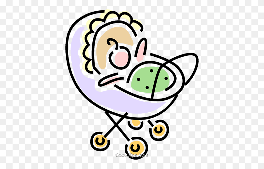 424x480 Baby Carriage Royalty Free Vector Clip Art Illustration - Baby Carriage Clipart