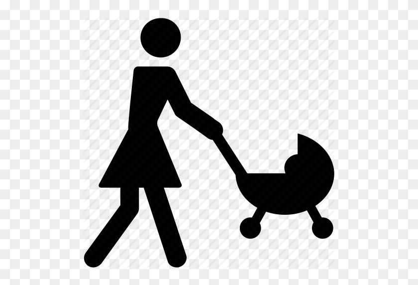 512x512 Baby Cart, Baby With Mom, Mother, Outing, Walking, Woman Icon - Family Walking PNG