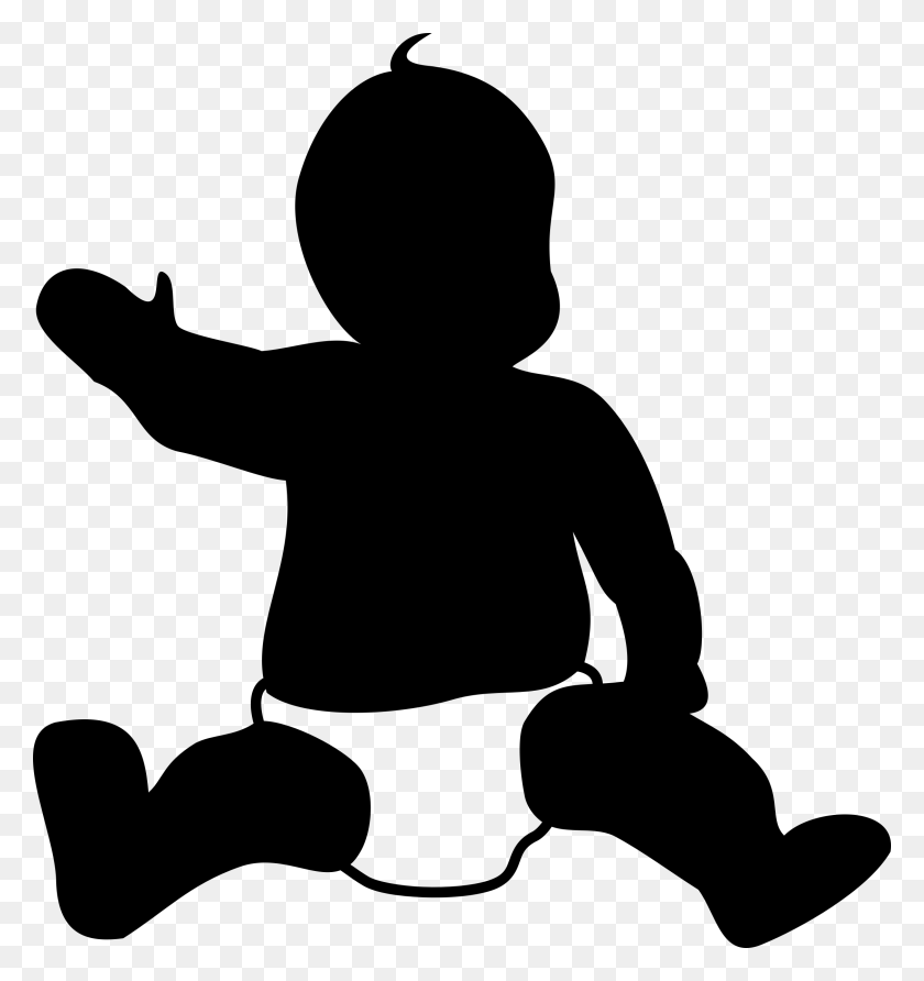 2250x2400 Baby Clipart Outline - Boy Sitting Clipart