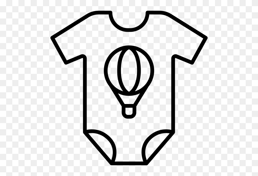 512x512 Baby Clothes With Hot Air Balloon Png Icon - Hot Air Balloon Clipart Black And White