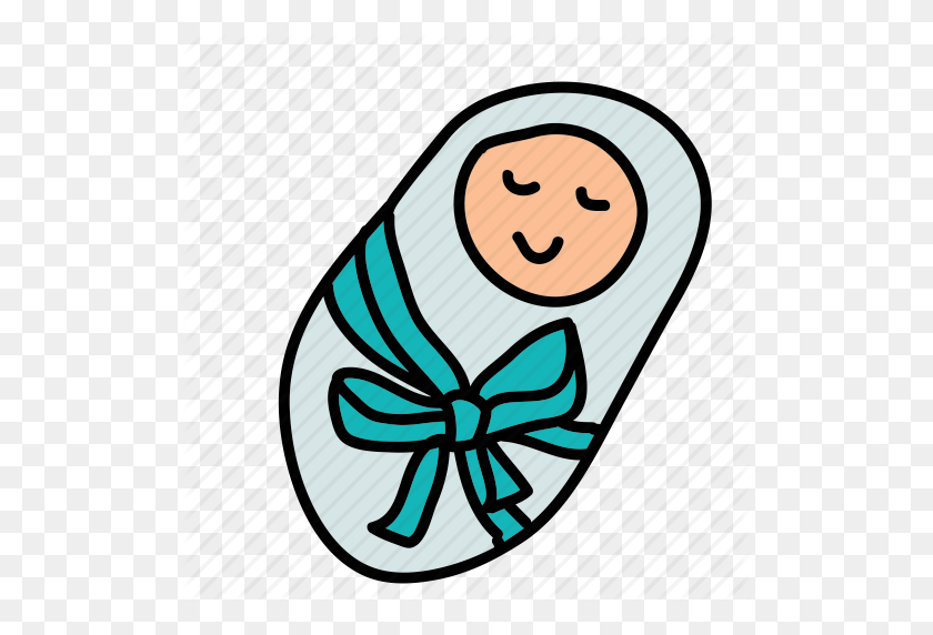 512x512 Baby, Cute, Infant, Ribbon, Sleep, Smile, Wrap Icon - Wrap Clipart