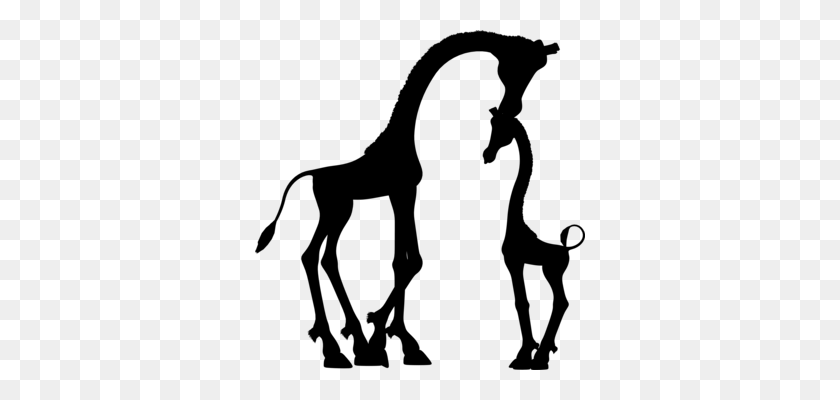 330x340 Baby Giraffes Animal Silhouettes Child - Baby Animal Clipart Black And White