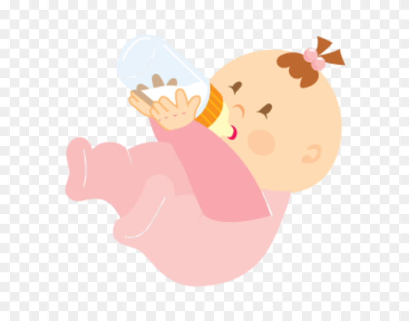 600x600 Baby Girl Clipart Png - Pink Baby Bottle Clipart