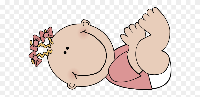 600x347 Baby Girl Lying Clip Art Free Vector - Girl With Ponytail Clipart