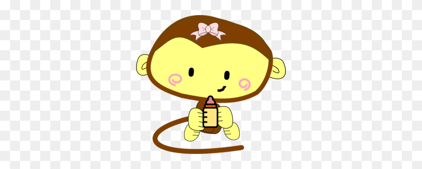 298x276 Baby Girl Monkey Clipart Baby Girls Cartoon, Baby - Monkey Clipart Images