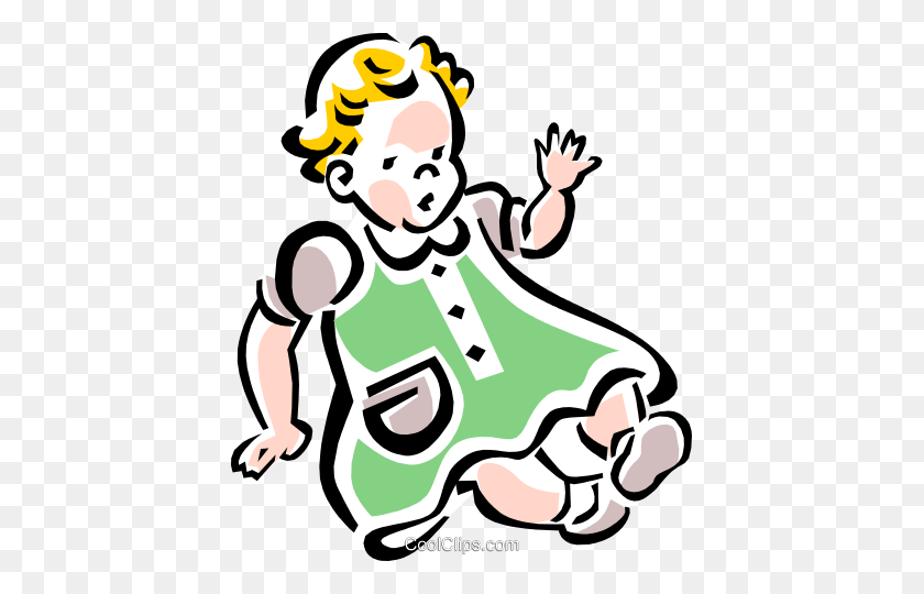 419x480 Baby Girl Royalty Free Vector Clip Art Illustration - Clipart Baby Girl