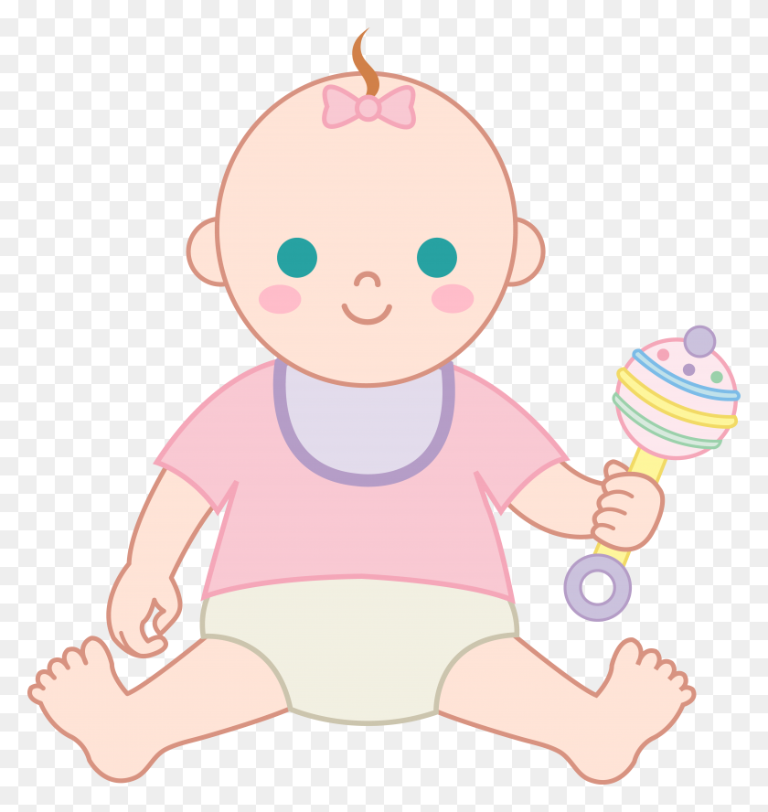 5177x5502 Baby Girl With Rattle Free Clip Art Cute - Rattle Clipart
