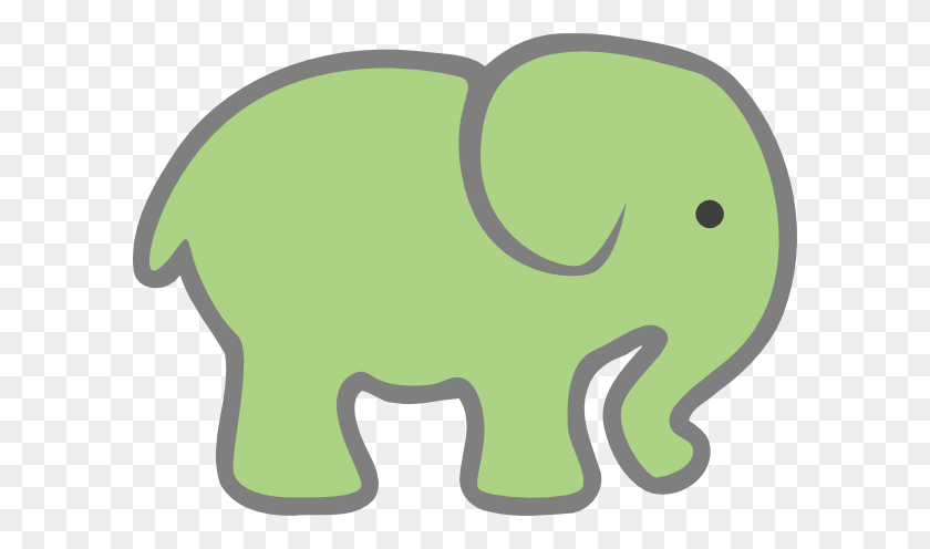 600x436 Bebé Elefante Verde Clipart - Cute Baby Clipart