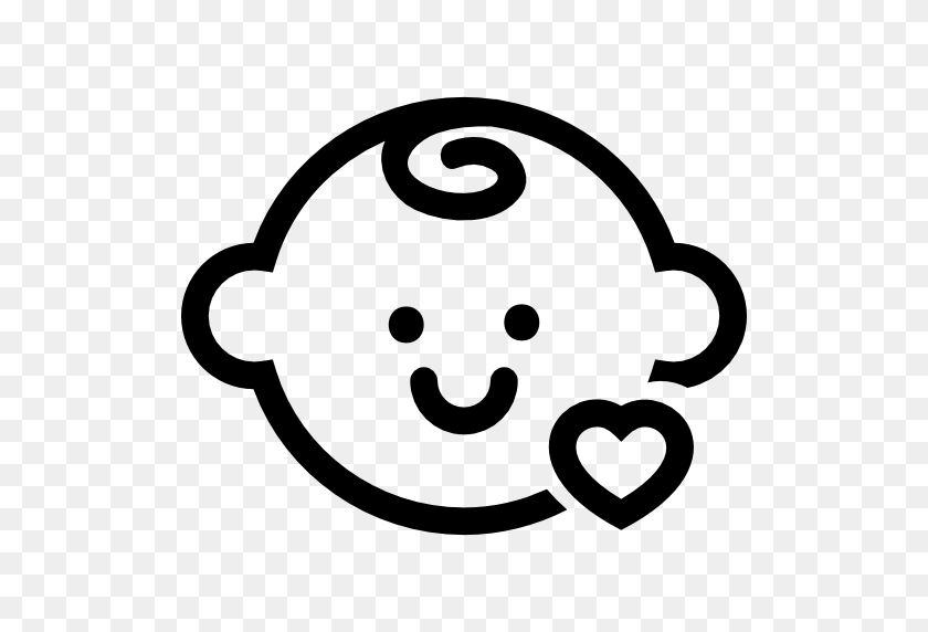 512x512 Baby Head With A Small Heart Outline - Baby Icon PNG
