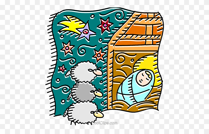 478x480 El Niño Jesús Durmiendo De La Realeza Libre De Regalías Clipart Vectorial Ilustración - Bebé Durmiendo Clipart