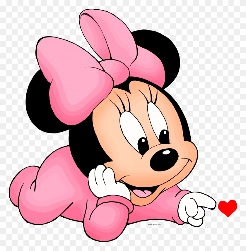 3618x3702 Baby Minnie Mouse Touch Heart Clipart Png - Baby Minnie Mouse PNG