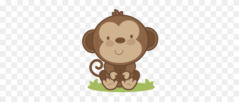 300x300 Baby Monkey Clipart Drawings Cutting Files, Monkey - Zoo Animals Clipart
