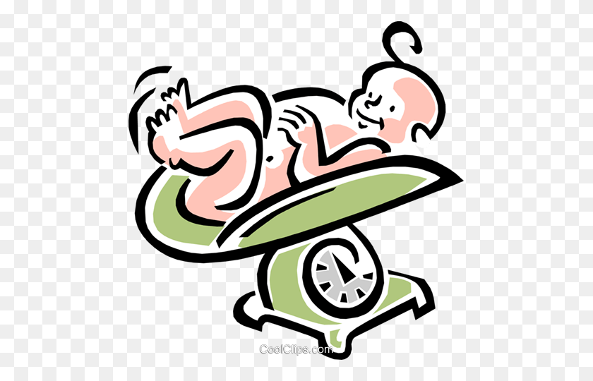 475x480 Baby On A Scale Royalty Free Vector Clip Art Illustration - Low Clipart