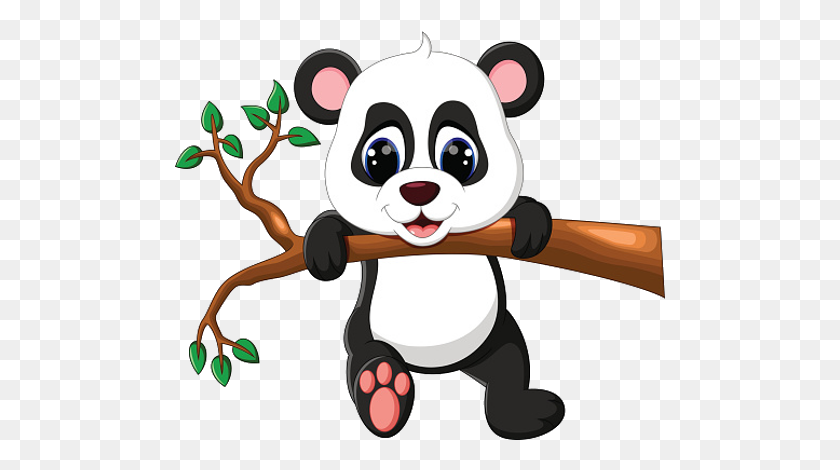491x410 Baby Panda Swining From Bamboo Branch - Cute Panda PNG
