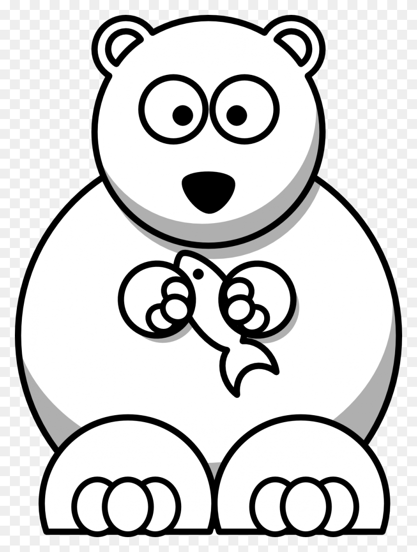 999x1349 Детеныш Белого Медведя Мультфильм Картинки - Детский Клипарт Черный И Белый