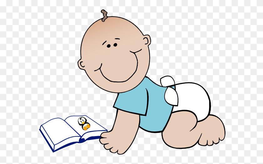 600x464 Baby Read Clip Art - Child Reading Clipart Black And White