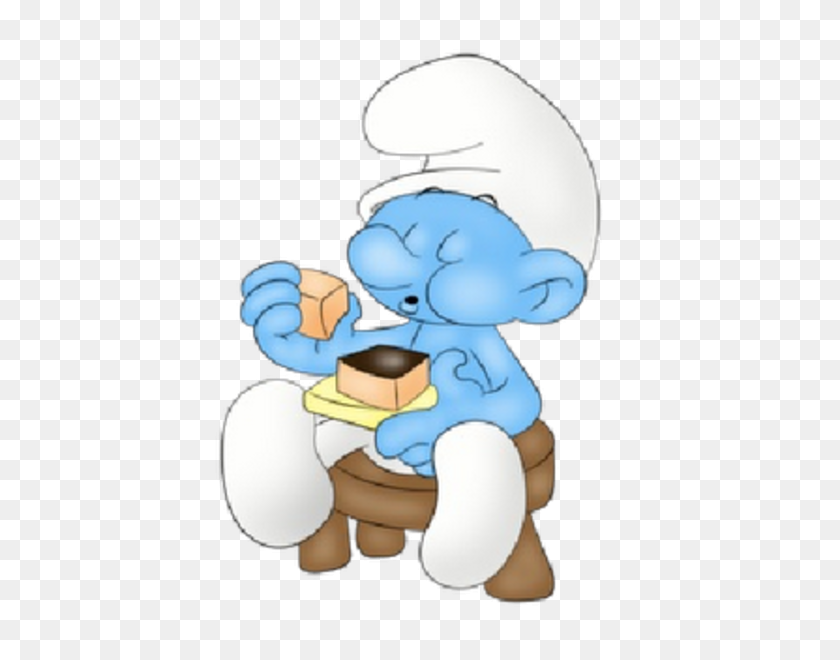 600x600 Baby Smurf Eating Sweets Free Images - Smurf Clipart