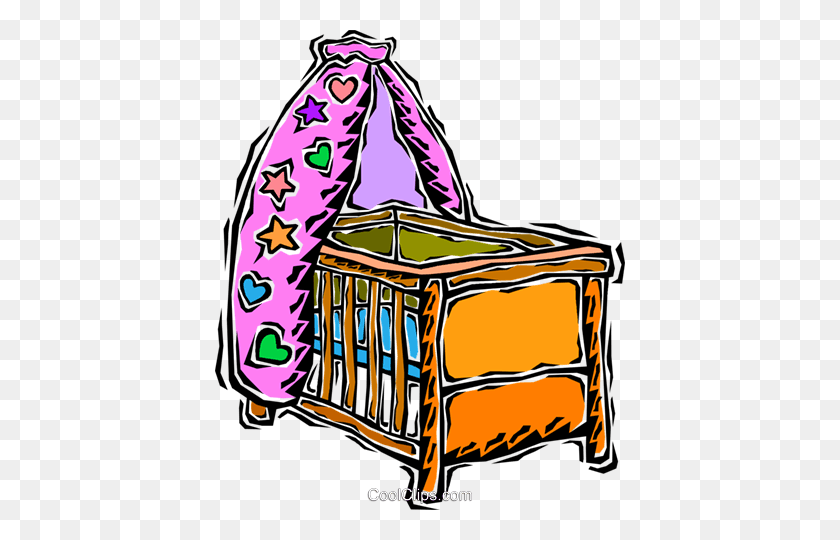 410x480 Baby's Crib Royalty Free Vector Clip Art Illustration - Crib Clip Art
