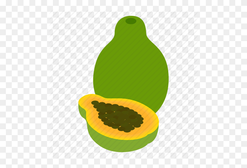 512x512 Background, Dessert, Food, Fruit, Isometric, Papaya, Vegetarian Icon - Papaya PNG