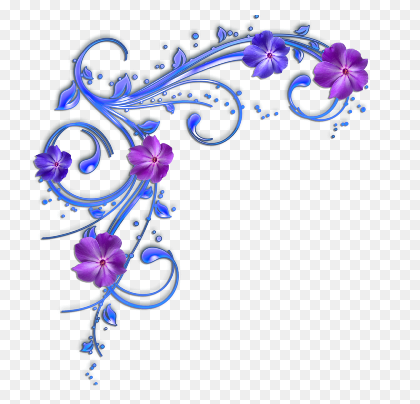 1024x983 Фоны, Бордюры И Рамки - Фиолетовый Цветок Границы Клипарт