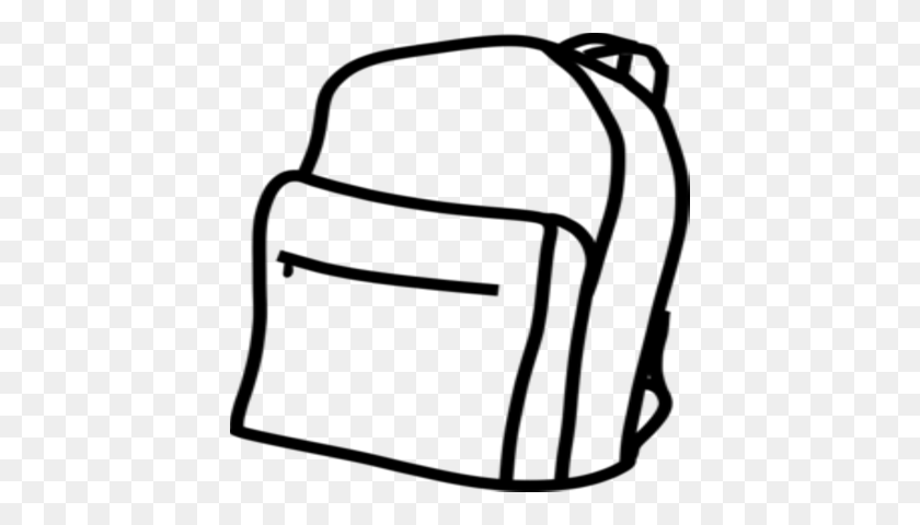 420x420 Backpack Clipart Black And White - Girl With Backpack Clipart
