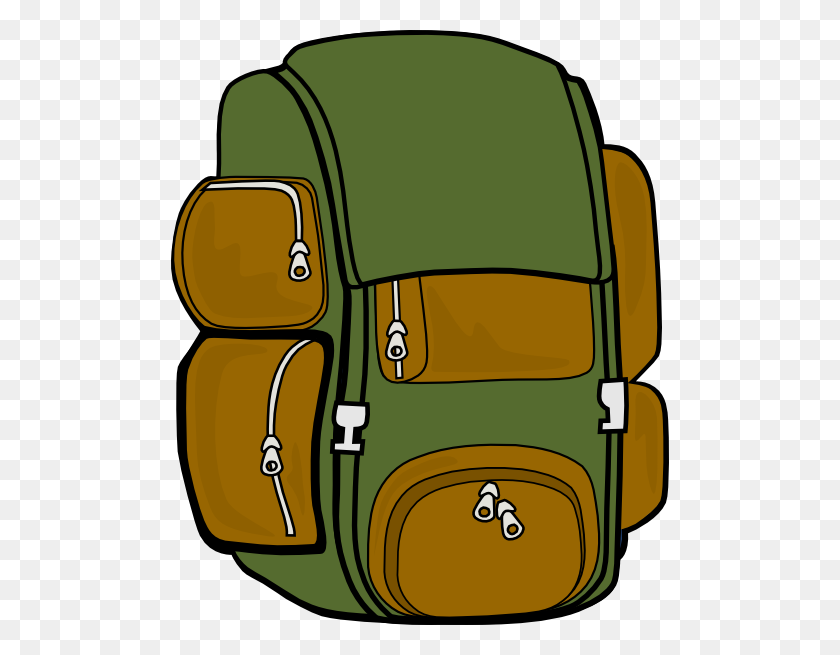 498x595 Backpack Green Brown Clip Art - Pack Backpack Clipart