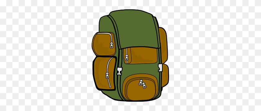 249x298 Backpack Green Brown Clip Art Grade Kindergarten - Survival Clipart
