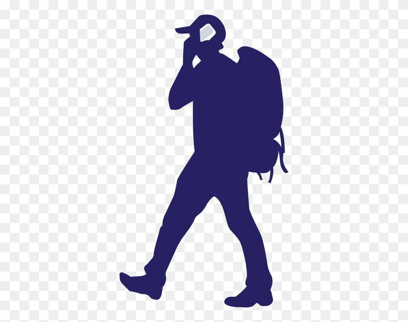 348x604 Backpacker On A Phone Clip Art Free Vector - Tourist Clipart