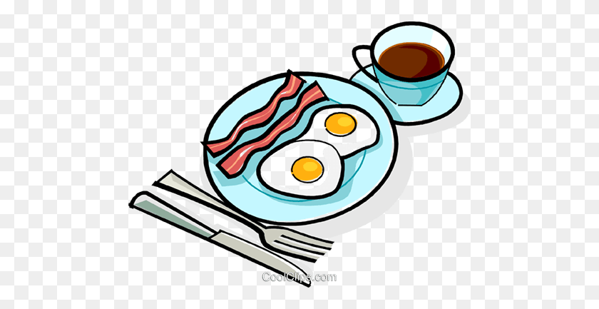 480x373 Bacon And Eggs Breakfast Royalty Free Vector Clip Art Illustration - Breakfast Clipart PNG