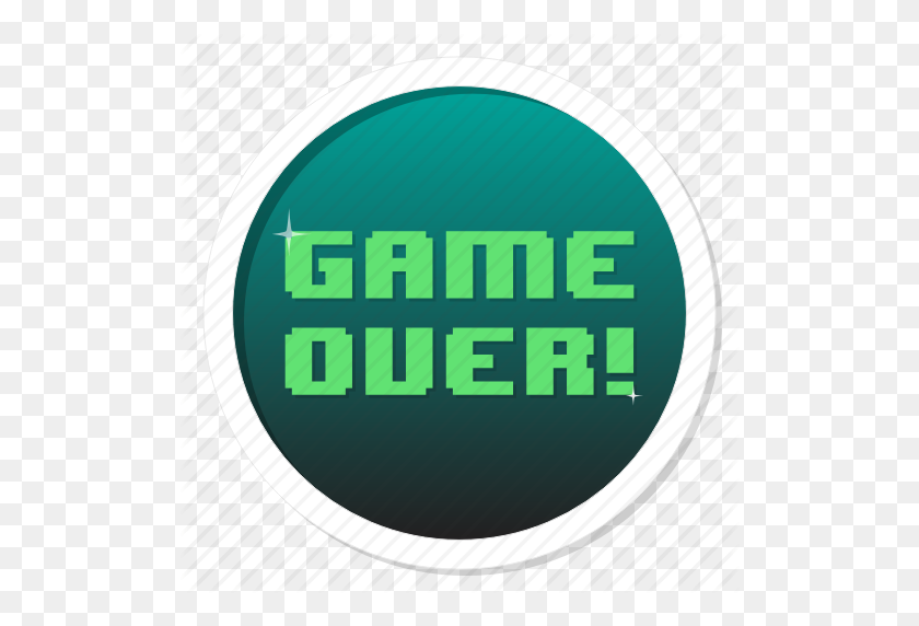 512x512 Badge, Death, Die, End, Finish, Game, Game Over, Gamer - Game Over PNG