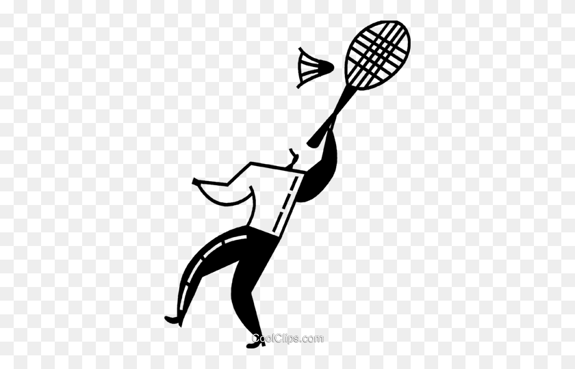 360x480 Badminton Player Royalty Free Vector Clip Art Illustration - Tennis Racket Clipart Black And White