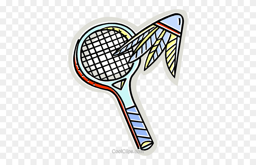 392x480 Badminton Racket And Birdie Royalty Free Vector Clip Art - Racket Clipart