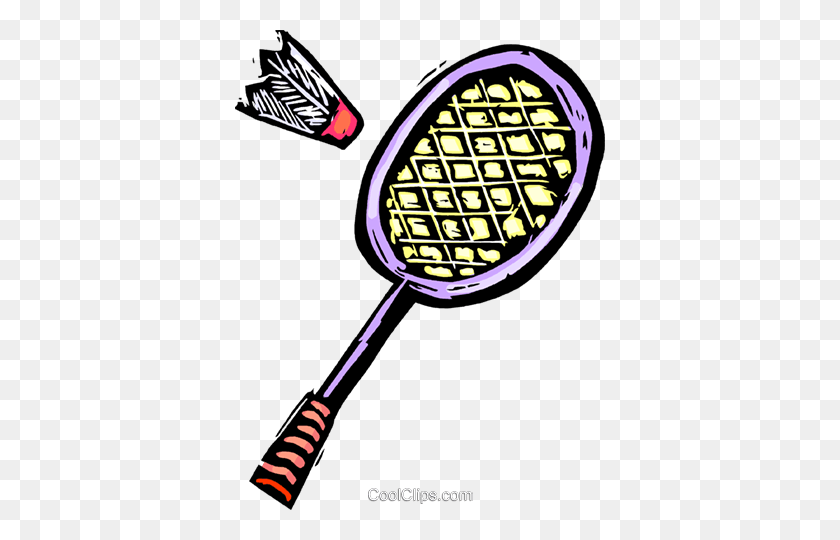 370x480 Badminton Racket And Birdie Royalty Free Vector Clip Art - Clipart Rules