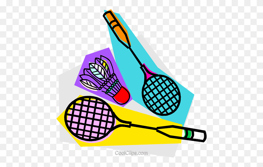 480x474 Badminton Rackets And Birdie Royalty Free Vector Clip Art - Birdie Clipart