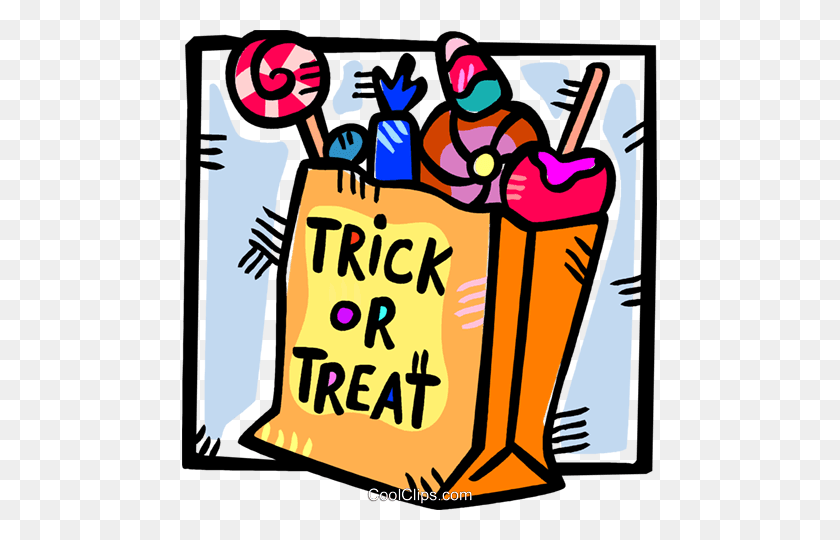 475x480 Bag Halloween Candies Royalty Free Vector Clip Art Illustration - Trunk Or Treat Clipart
