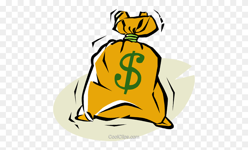 480x449 Bag Of Money Royalty Free Vector Clip Art Illustration - Bag Of Money Clipart