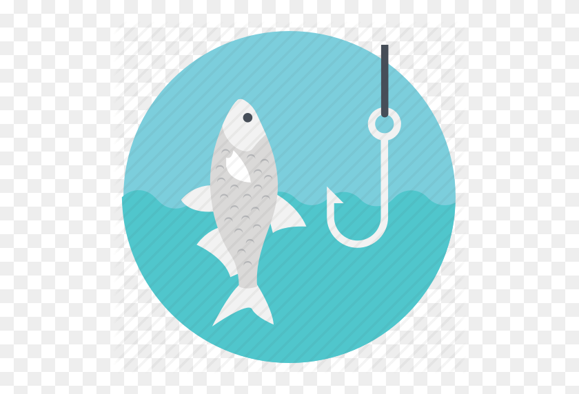 512x512 Baiting Fish, Fish, Fish Hook, Fishing, Outdoor Activity Icon - Fishing Hook PNG