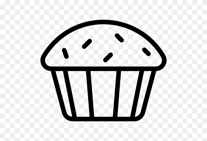 512x512 Bakery, Baked, Food And Restaurant, Cupcake, Muffin, Dessert - Dessert Clipart Black And White