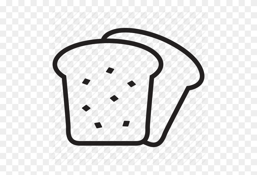 512x512 Bakery, Bread, Breakfast, Cooking, Food, Sliced, Toast Icon - Bread Black And White Clipart